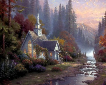  chapel oil painting - Forest Chapel Thomas Kinkade